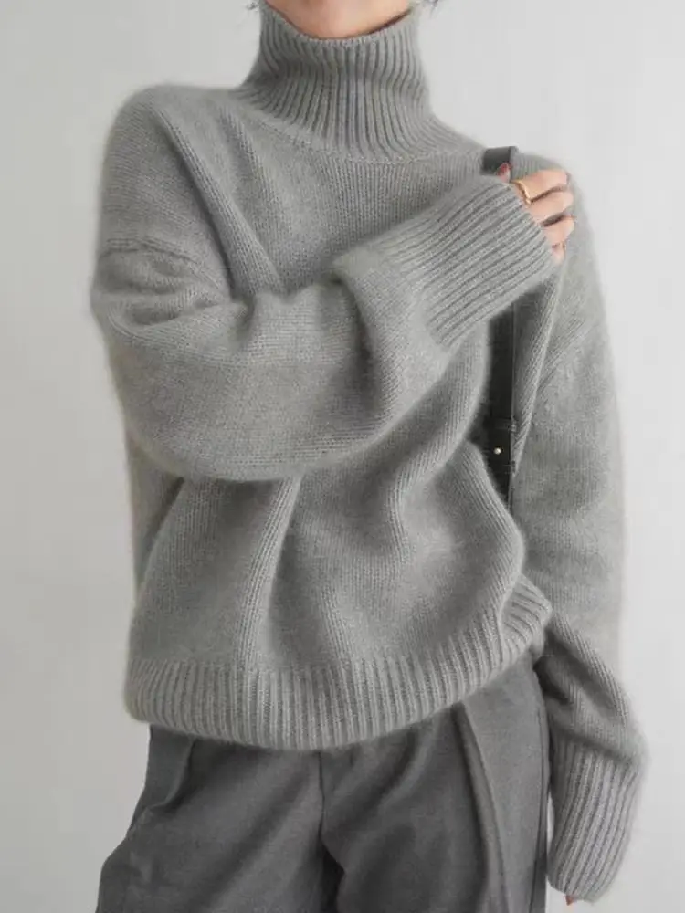 European Sweater 2025 Autumn and Winter New High Collar Loose Versatile Knitted Pullover Lazy Style Inner Wear Outer Bottoming Shirt — feature 13