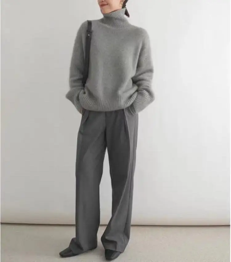 European Sweater 2025 Autumn and Winter New High Collar Loose Versatile Knitted Pullover Lazy Style Inner Wear Outer Bottoming Shirt — feature 14