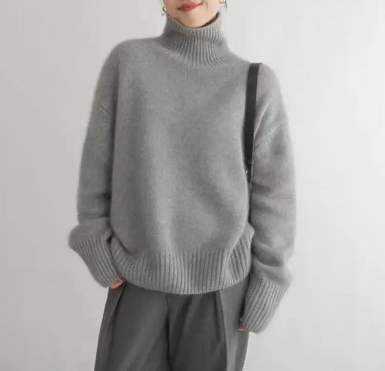 European Sweater 2025 Autumn and Winter New High Collar Loose Versatile Knitted Pullover Lazy Style Inner Wear Outer Bottoming Shirt — feature 15