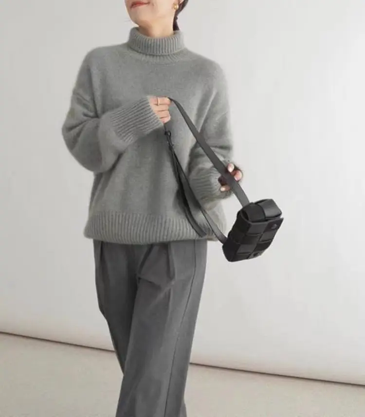 European Sweater 2025 Autumn and Winter New High Collar Loose Versatile Knitted Pullover Lazy Style Inner Wear Outer Bottoming Shirt — feature 16