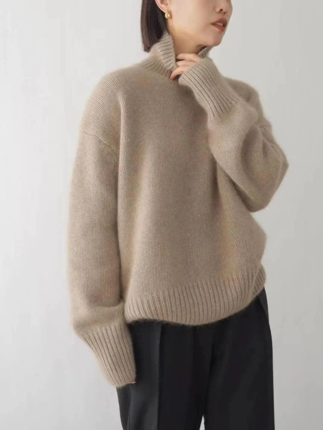 European Sweater 2025 Autumn and Winter New High Collar Loose Versatile Knitted Pullover Lazy Style Inner Wear Outer Bottoming Shirt — feature 19