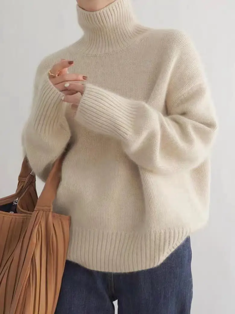 European Sweater 2025 Autumn and Winter New High Collar Loose Versatile Knitted Pullover Lazy Style Inner Wear Outer Bottoming Shirt — feature 23