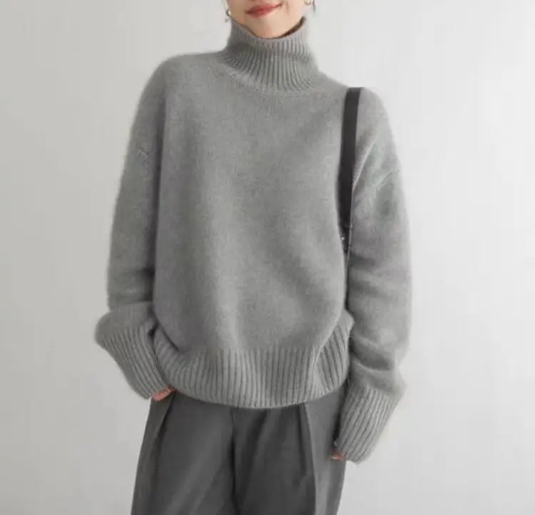European Sweater 2025 Autumn and Winter New High Collar Loose Versatile Knitted Pullover Lazy Style Inner Wear Outer Bottoming Shirt — feature 24