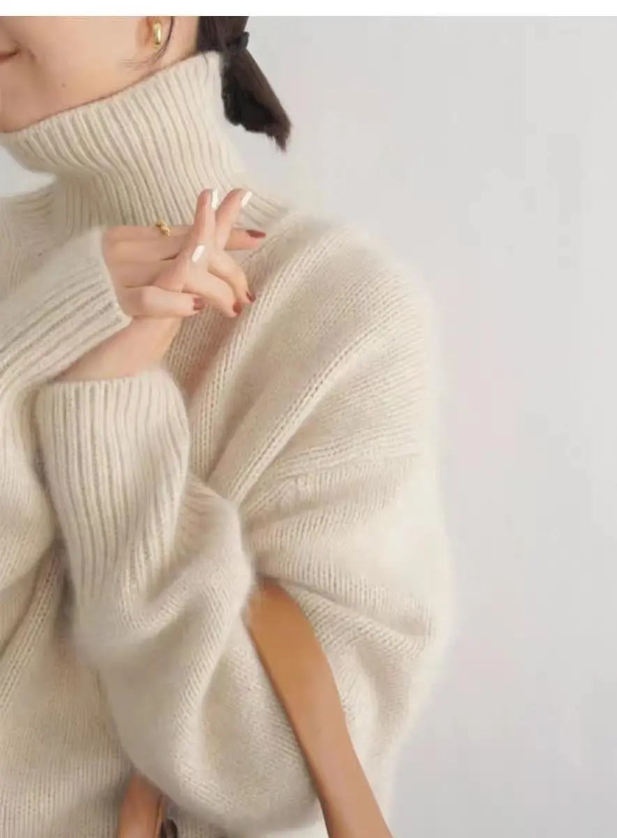 European Sweater 2025 Autumn and Winter New High Collar Loose Versatile Knitted Pullover Lazy Style Inner Wear Outer Bottoming Shirt — feature 7