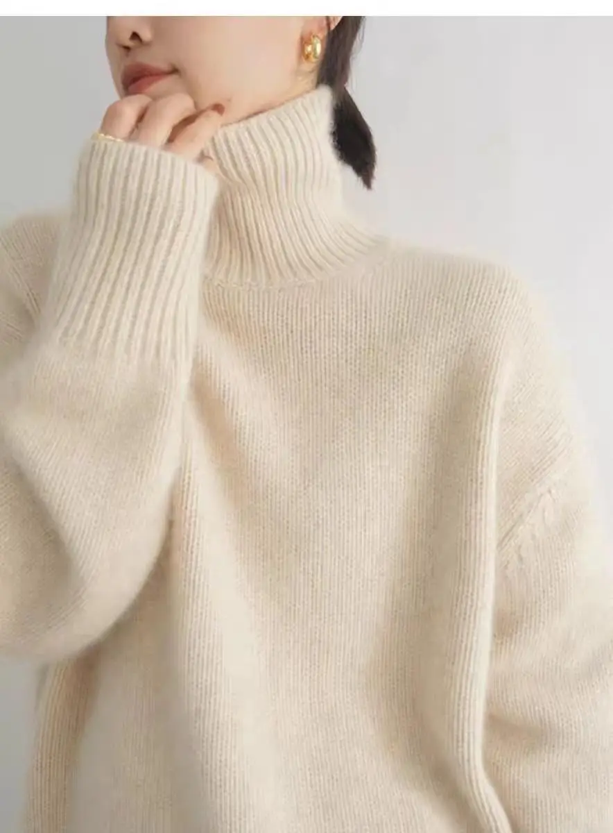 European Sweater 2025 Autumn and Winter New High Collar Loose Versatile Knitted Pullover Lazy Style Inner Wear Outer Bottoming Shirt — feature 8