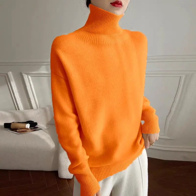 European Sweater 2025 Autumn and Winter New High Collar Loose Versatile Knitted Pullover Lazy Style Inner Wear Outer Bottoming Shirt