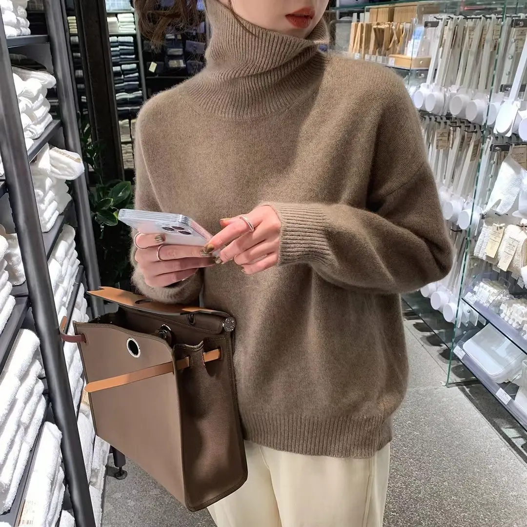 European Sweater 2025 Autumn and Winter New High Collar Loose Versatile Knitted Pullover Lazy Style Inner Wear Outer Bottoming Shirt