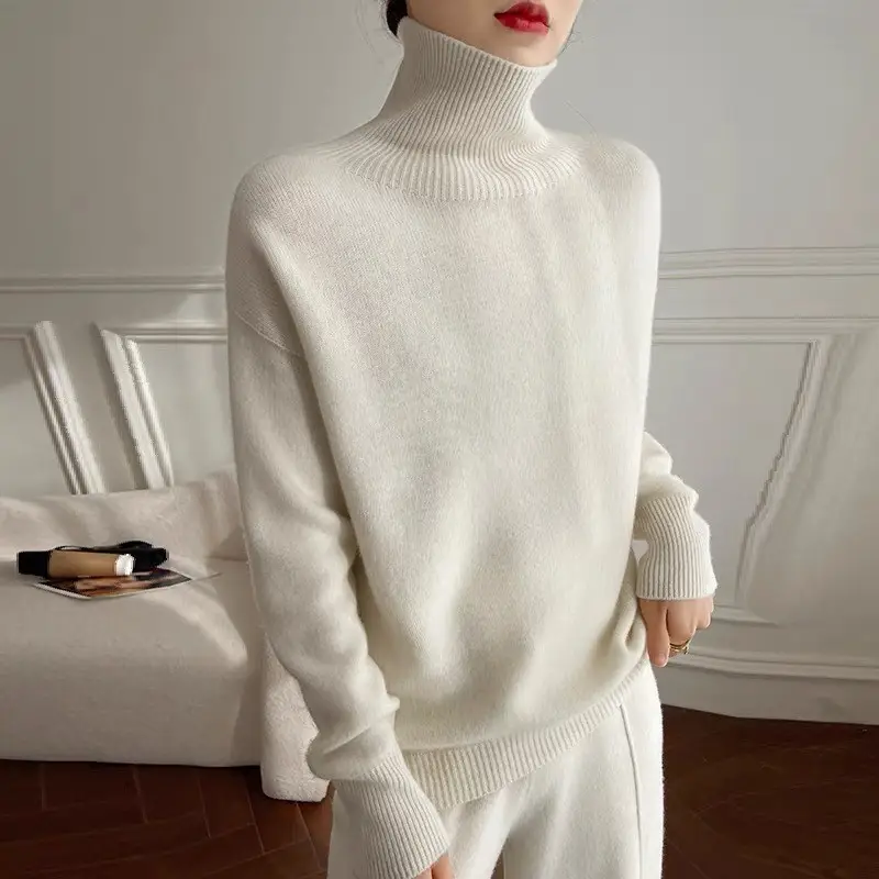 European Sweater 2025 Autumn and Winter New High Collar Loose Versatile Knitted Pullover Lazy Style Inner Wear Outer Bottoming Shirt