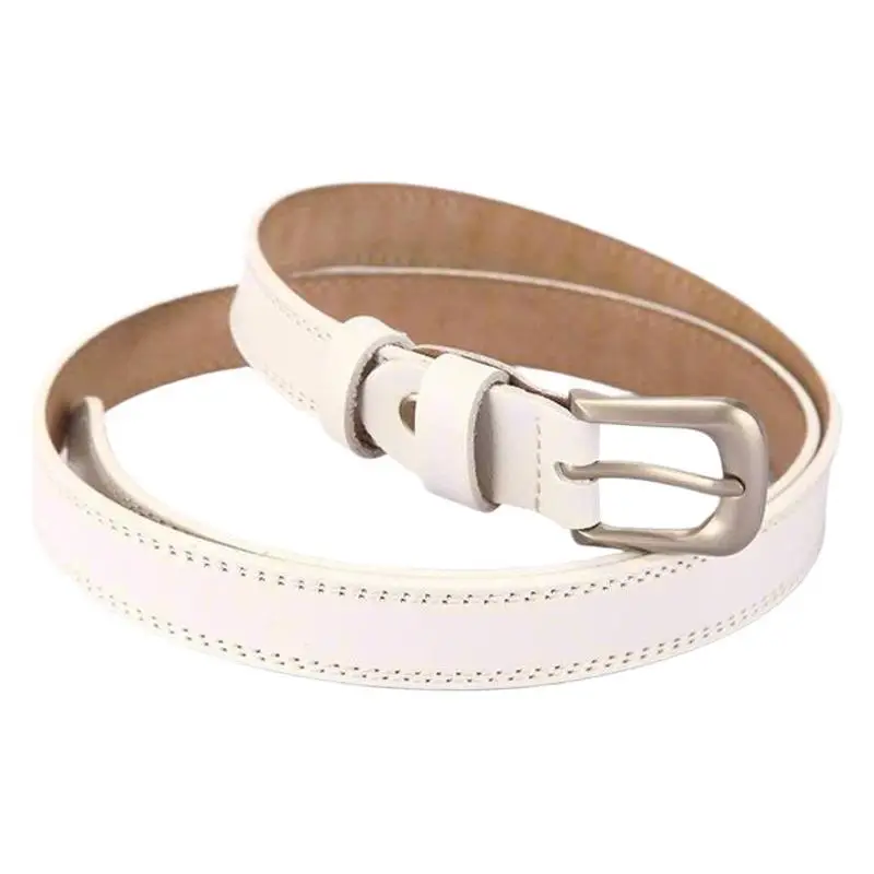 Women's Black Cowhide Belt with Silver Buckle - Image 11