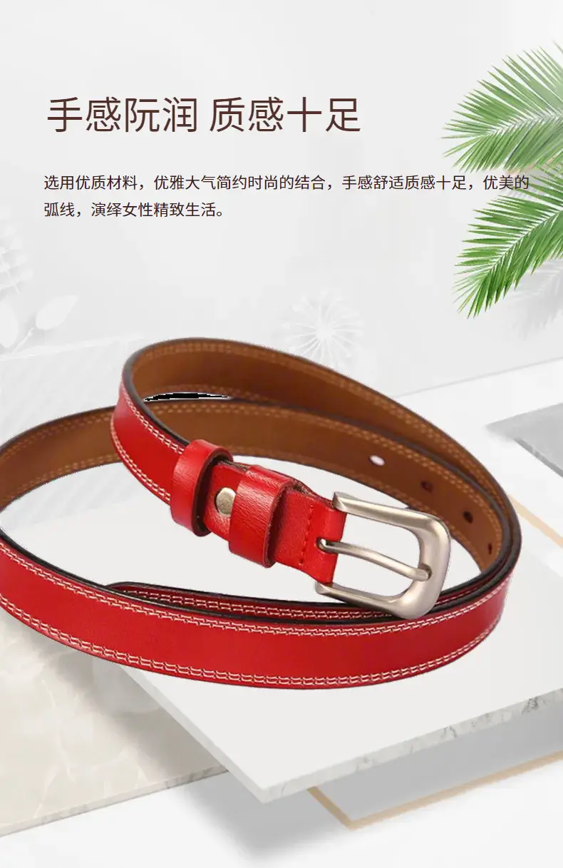 Women's Black Cowhide Belt with Silver Buckle — feature 13