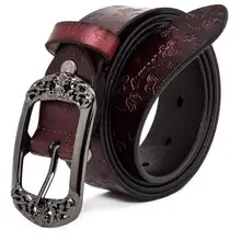 Women's Black Cowhide Belt with Silver Buckle — feature 4