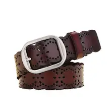 Women's Black Cowhide Belt with Silver Buckle — feature 5