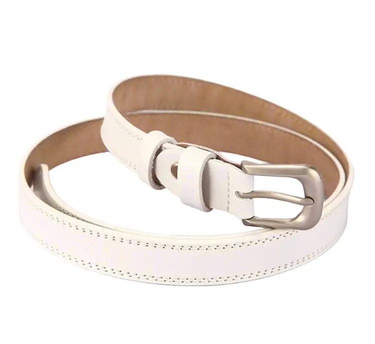 Women's Black Cowhide Belt with Silver Buckle - Image 2
