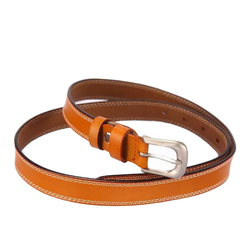 Women's Black Cowhide Belt with Silver Buckle - Image 3