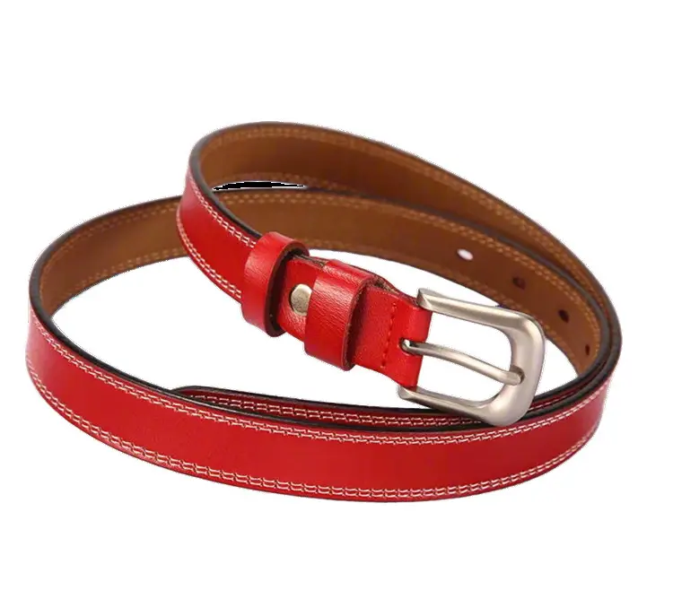 Women's Black Cowhide Belt with Silver Buckle - Image 4