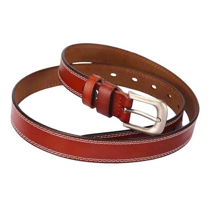 Women's Black Cowhide Belt with Silver Buckle - Image 5
