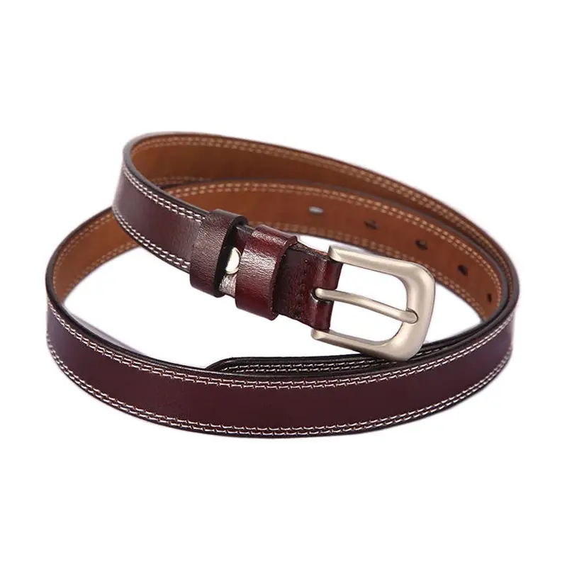 Women's Black Cowhide Belt with Silver Buckle - Image 6