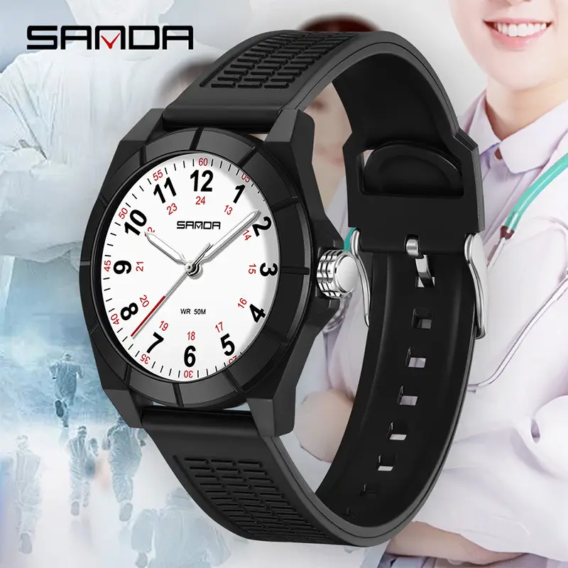 Sanda Yellow Nurse Watch for Men Women Waterproof Large Digital Dial - Image 2