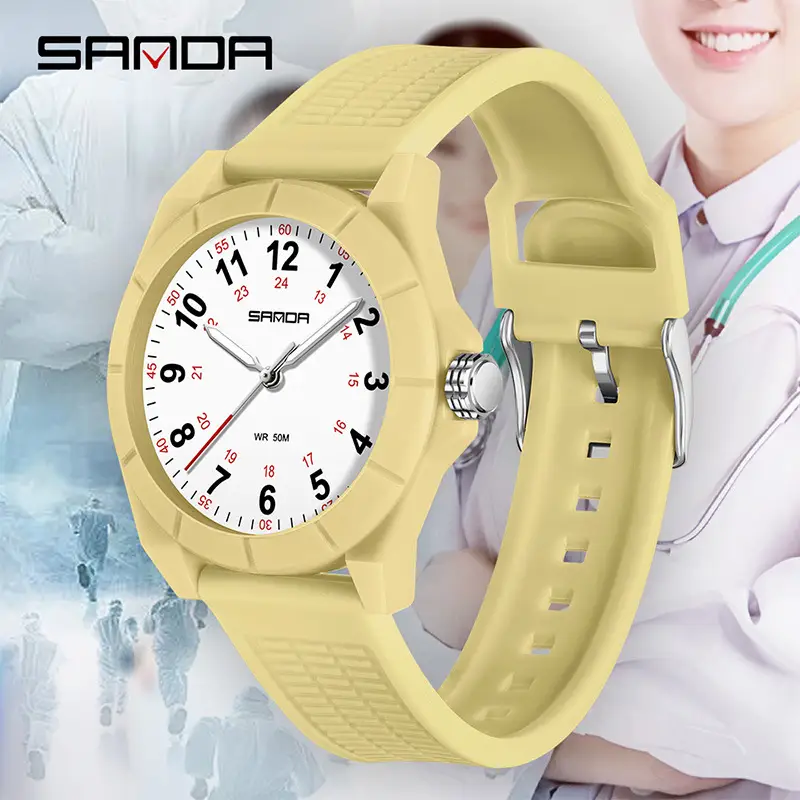 Sanda Yellow Nurse Watch for Men Women Waterproof Large Digital Dial - Image 3