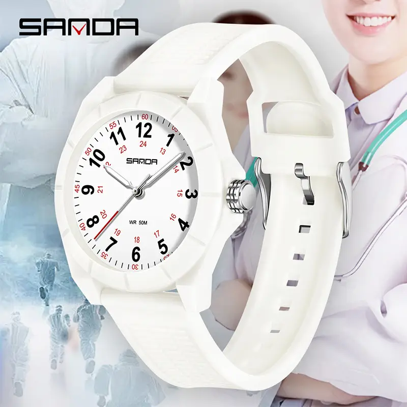 Sanda Yellow Nurse Watch for Men Women Waterproof Large Digital Dial - Image 4