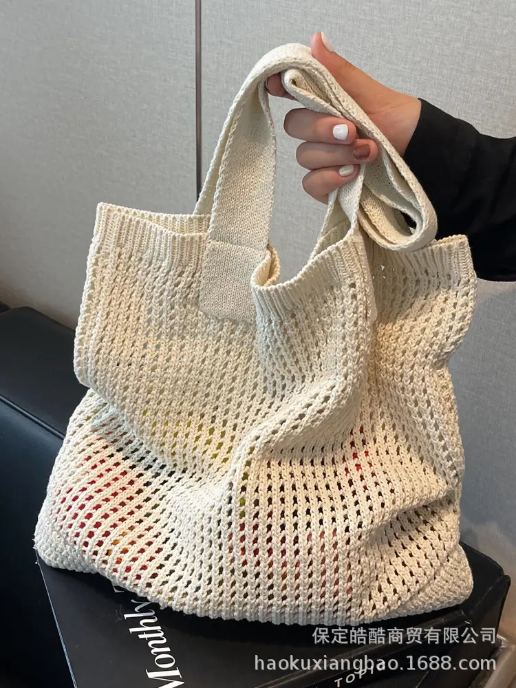 Women Knitted Shoulder Bag White 2024 Winter - Image 4