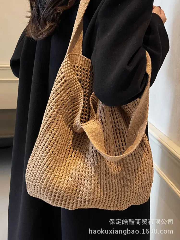 Women Knitted Shoulder Bag White 2024 Winter - Image 5