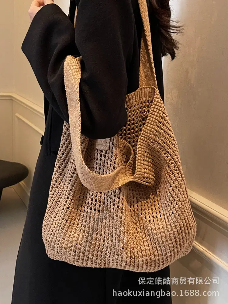 Women Knitted Shoulder Bag White 2024 Winter - Image 7