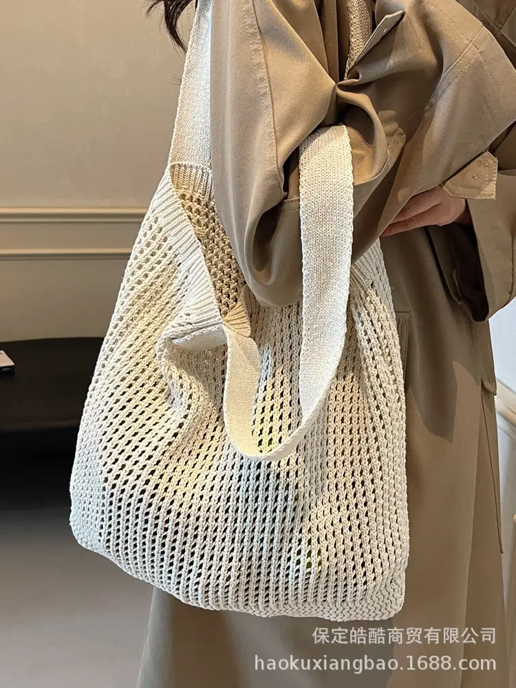 Women Knitted Shoulder Bag White 2024 Winter - Image 8