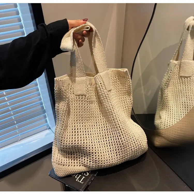 Women Knitted Shoulder Bag White 2024 Winter — feature 14