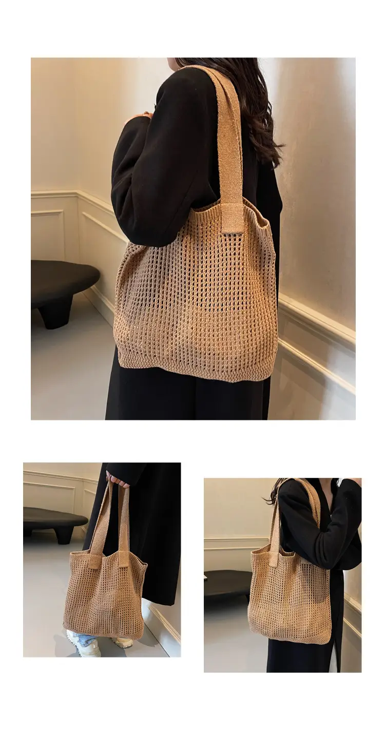 Women Knitted Shoulder Bag White 2024 Winter — feature 7