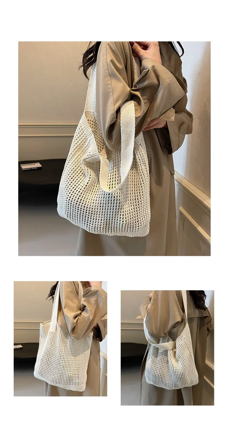 Women Knitted Shoulder Bag White 2024 Winter — feature 8