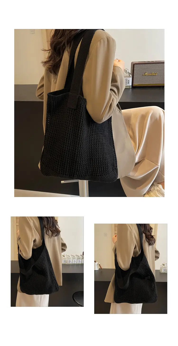 Women Knitted Shoulder Bag White 2024 Winter — feature 9