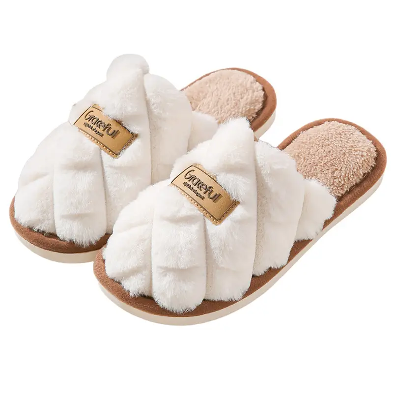 New Cotton Slippers for Home Use, Couple Slippers, Women's Confinement Shoes, Wholesale Furry Slippers, Non-Slip Winter Slippers
