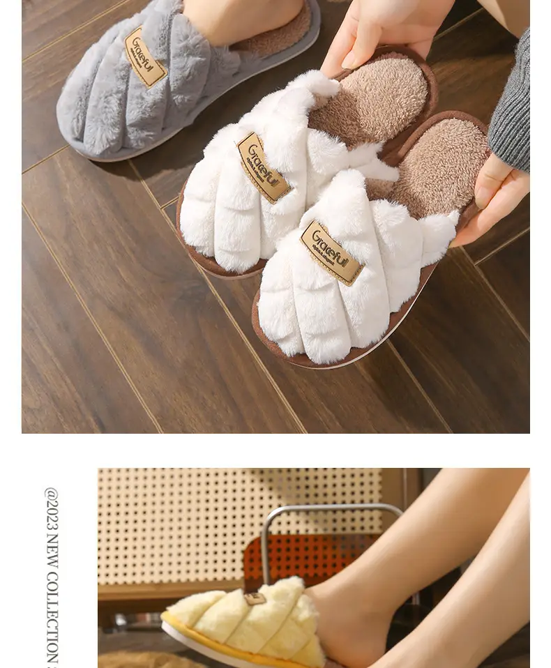 New Cotton Slippers for Home Use, Couple Slippers, Women's Confinement Shoes, Wholesale Furry Slippers, Non-Slip Winter Slippers — feature 14