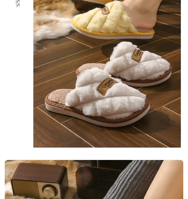 New Cotton Slippers for Home Use, Couple Slippers, Women's Confinement Shoes, Wholesale Furry Slippers, Non-Slip Winter Slippers — feature 15