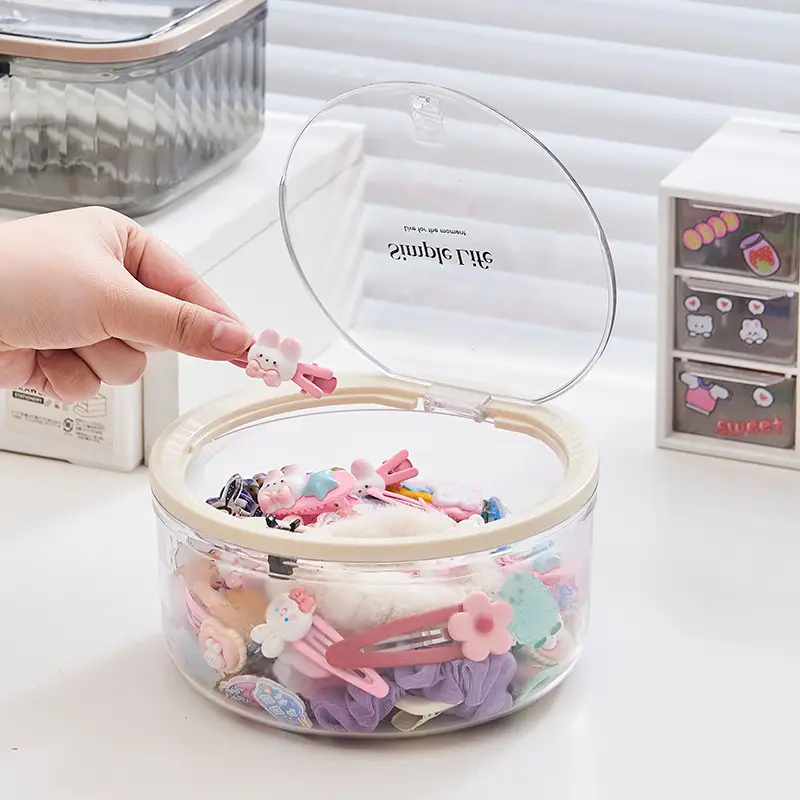 Children's Hair Accessories Storage Box Desktop Girl's Rubber Band Hair Rope Hair Clip Hair Rings Hair Band Transparent Jewelry Box