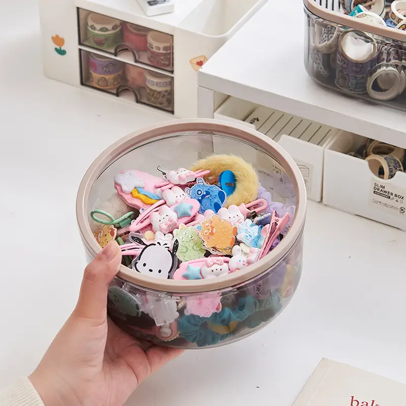 Children's Hair Accessories Storage Box Desktop Girl's Rubber Band Hair Rope Hair Clip Hair Rings Hair Band Transparent Jewelry Box