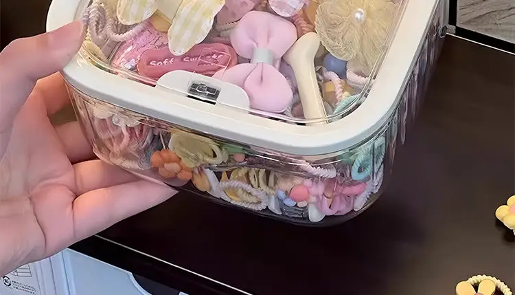 Children's Hair Accessories Storage Box Desktop Girl's Rubber Band Hair Rope Hair Clip Hair Rings Hair Band Transparent Jewelry Box — feature 12