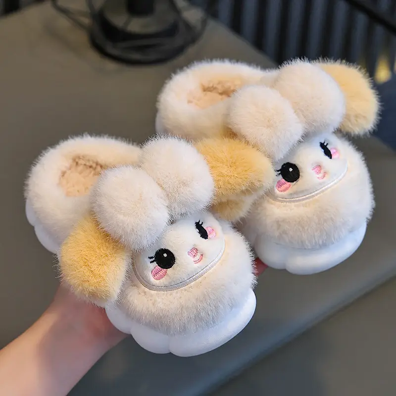 2024 New Children's Cotton Slippers Autumn and Winter Girls Cartoon Indoor Mao Mao Shoes Children's Warm Princess Cotton Shoes