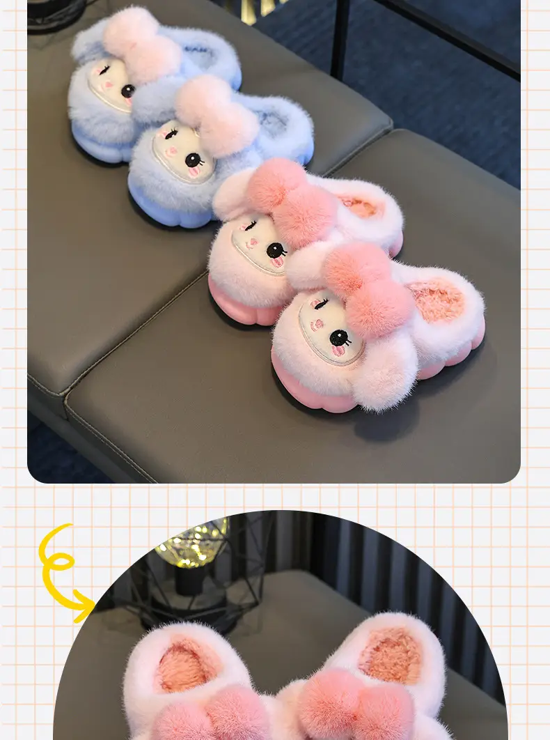 2024 New Children's Cotton Slippers Autumn and Winter Girls Cartoon Indoor Mao Mao Shoes Children's Warm Princess Cotton Shoes — feature 15