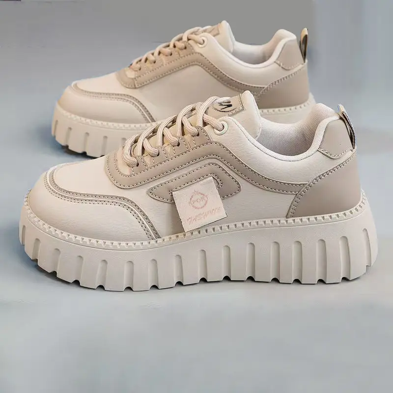 Women's Shoes Wholesale, Fashionable Color-Blocked Leather Thick-Soled Height-Increasing Casual Shoes, Korean Style Trendy Lightweight Breathable Sneakers for Women, Dropshipping — feature 31