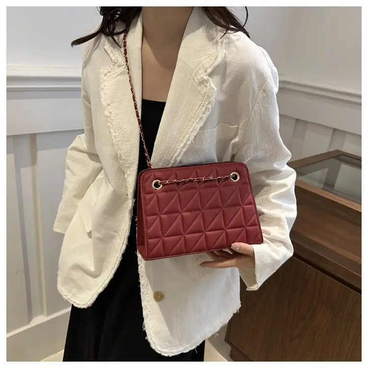 Small Square Rhombic Chain Crossbody Bag Beige 2024 — feature 17