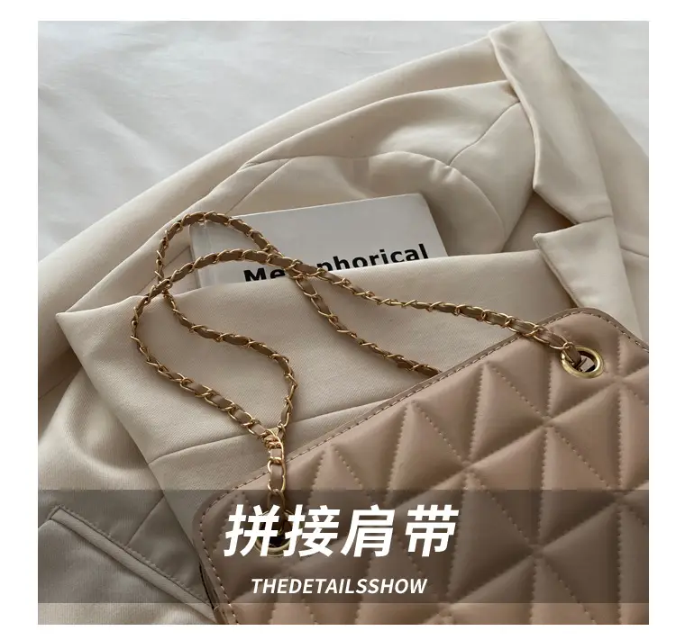 Small Square Rhombic Chain Crossbody Bag Beige 2024 — feature 5