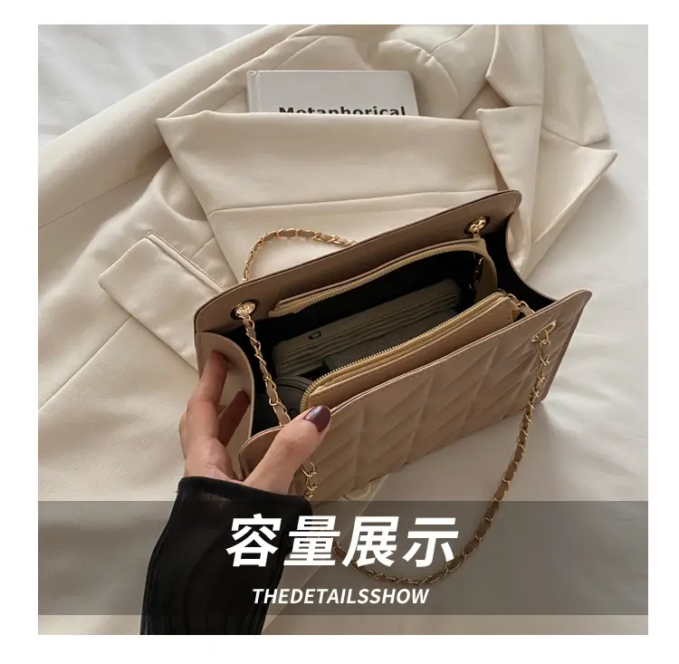 Small Square Rhombic Chain Crossbody Bag Beige 2024 — feature 8