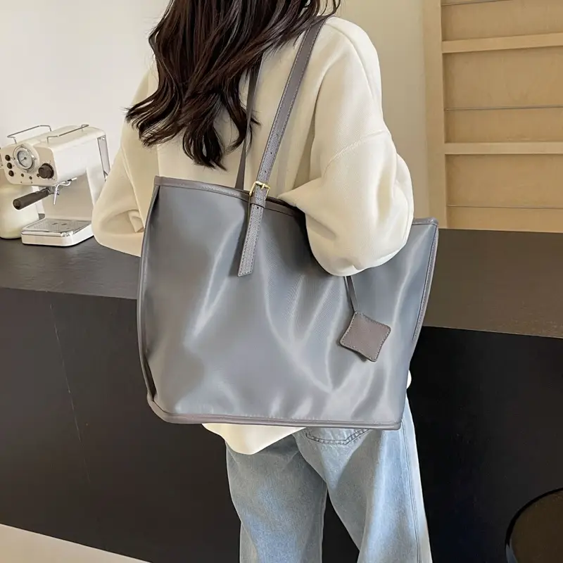 Women Large Capacity Nylon Tote Bag Brown - Image 6