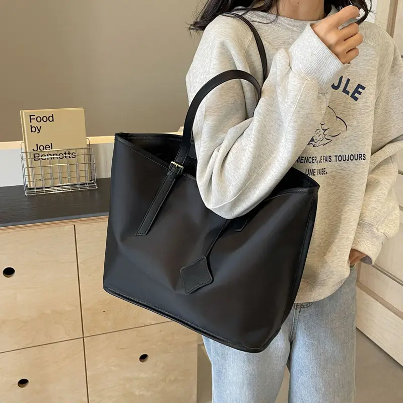 Women Large Capacity Nylon Tote Bag Brown - Image 7