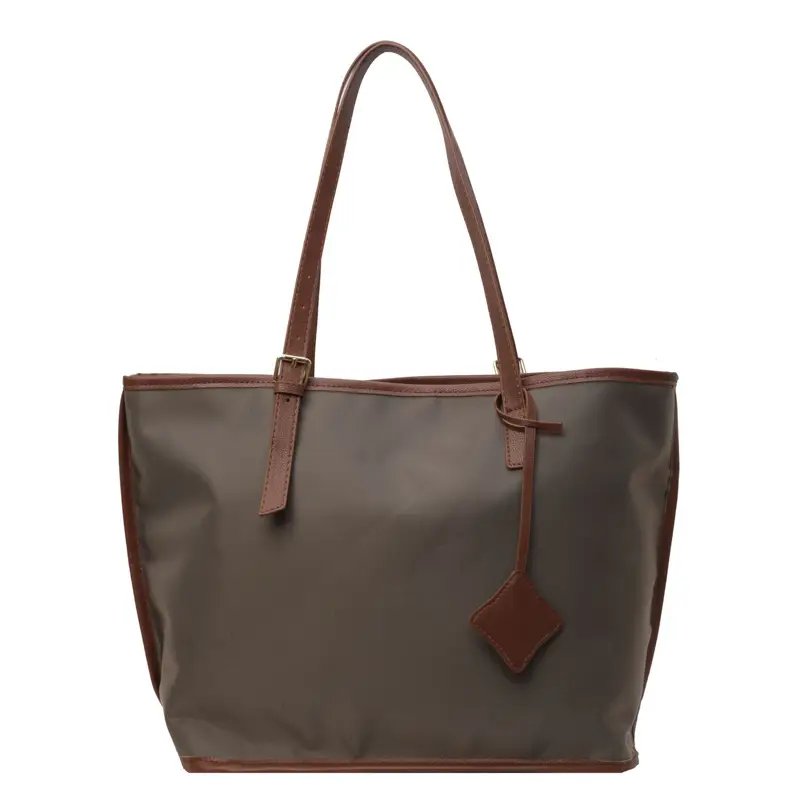 Women Large Capacity Nylon Tote Bag Brown - Image 8