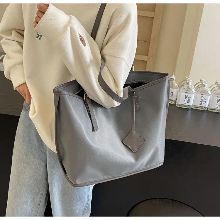 Women Large Capacity Nylon Tote Bag Brown — feature 14