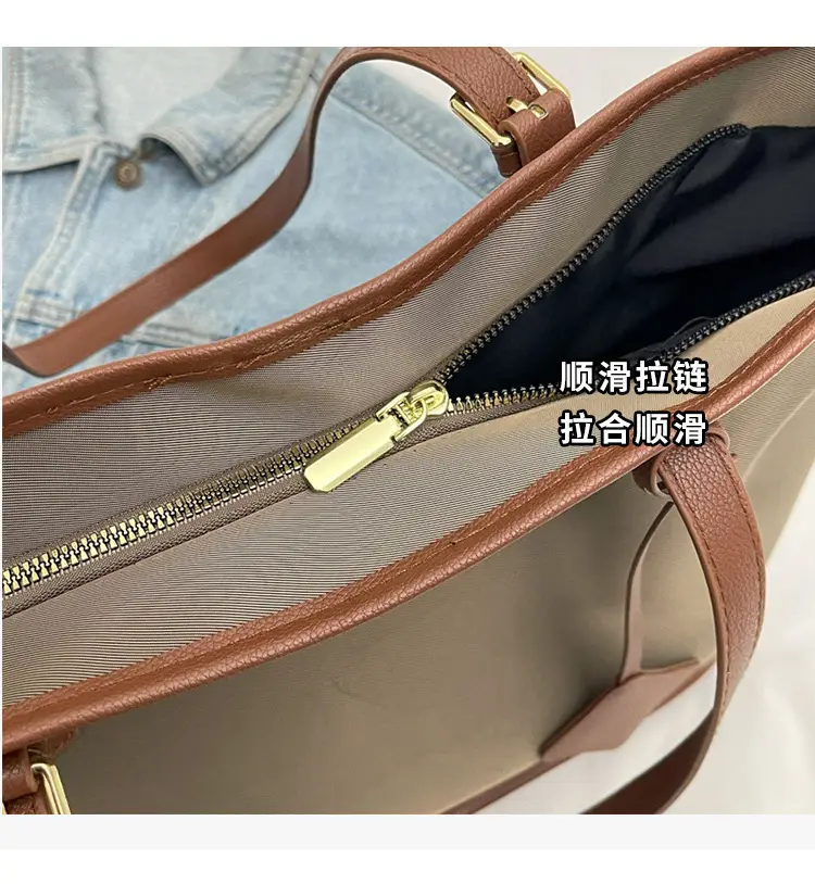 Women Large Capacity Nylon Tote Bag Brown — feature 3