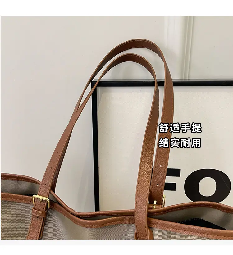 Women Large Capacity Nylon Tote Bag Brown — feature 4